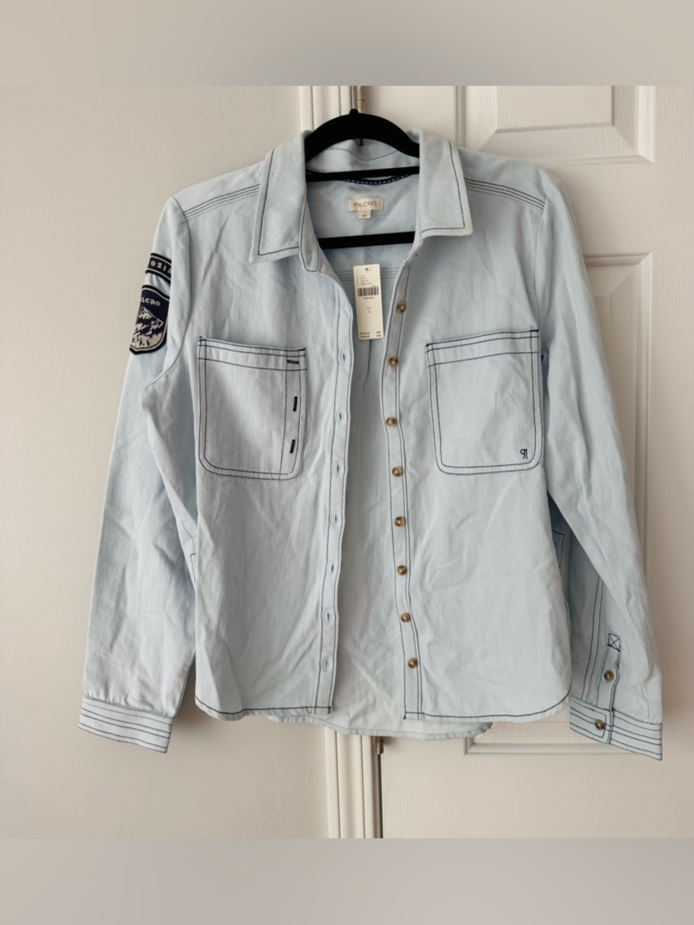 Anthropologie Pilcro Buttondown Denim  Patch Shirt - Picture 6 of 13